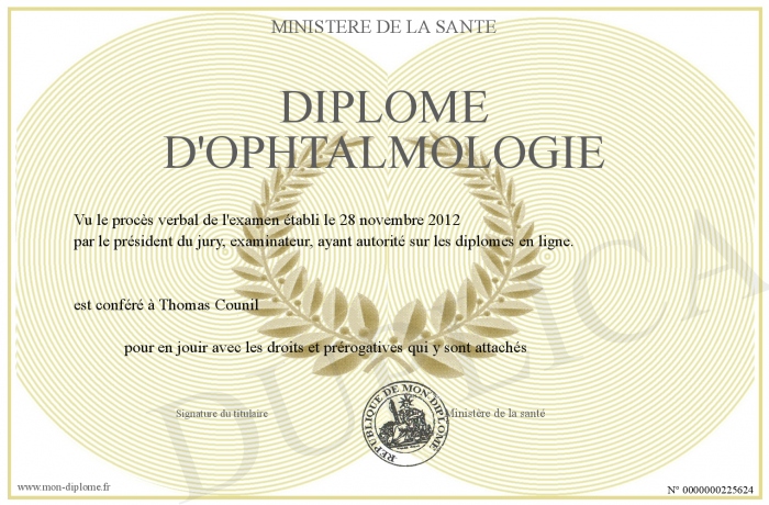 diplome ophtalmologie